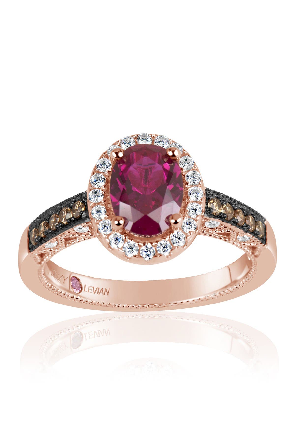SUZY LEVIAN Pink Rhodium Plated Sterling Silver Lively CZ Ring