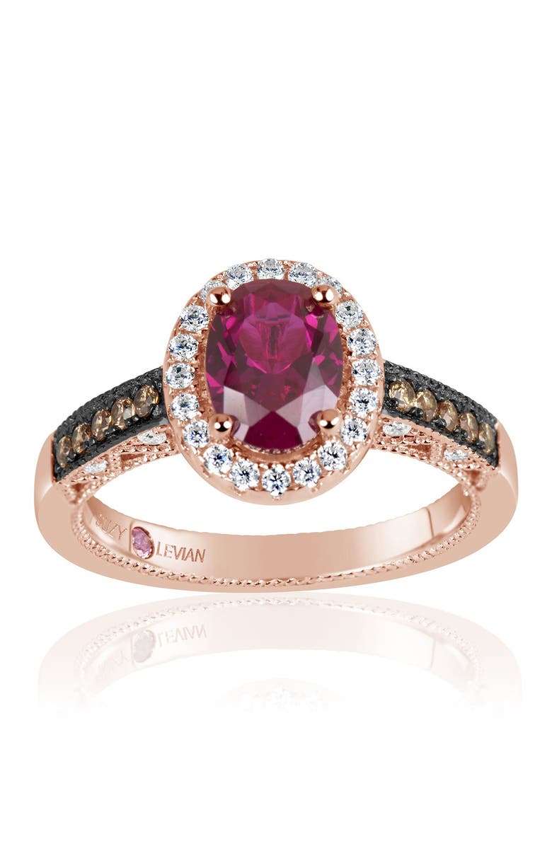 SUZY LEVIAN Pink Rhodium Plated Sterling Silver Lively CZ Ring, Main, color, Brown