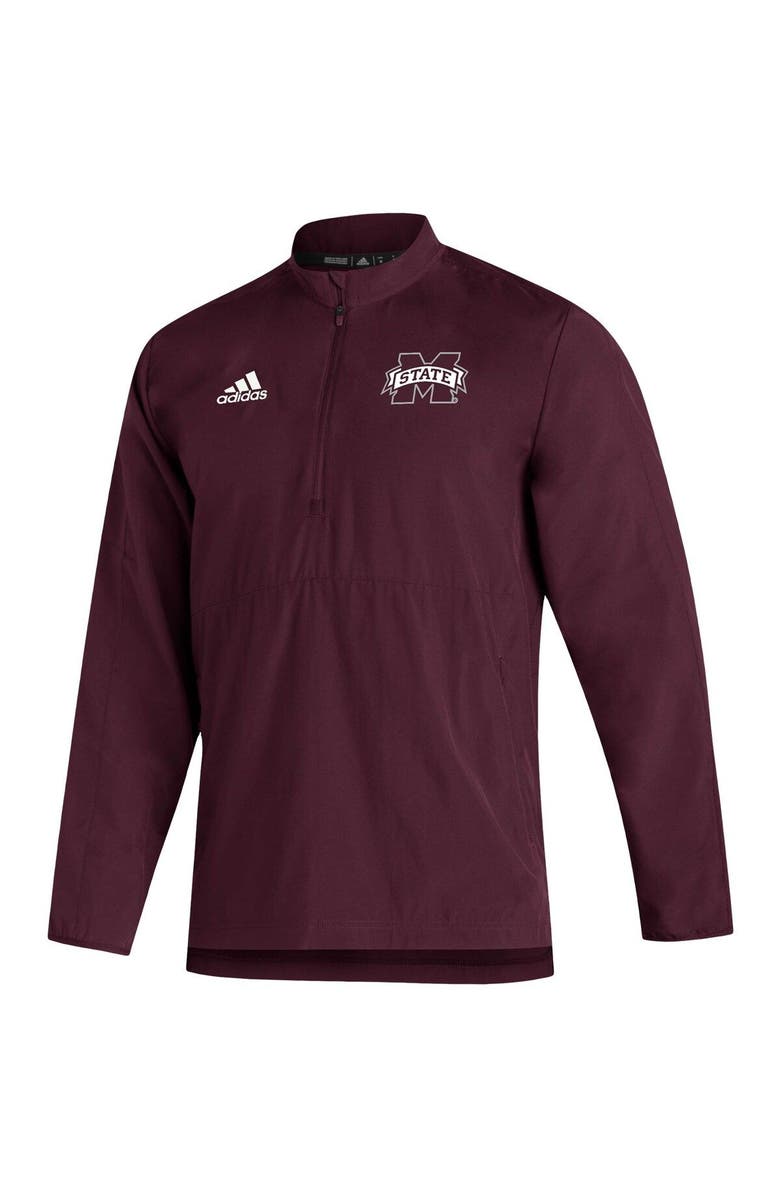 adidas Men's adidas Maroon Mississippi State Bulldogs 2021 Sideline AEROREADY Quarter-Zip Jacket, Alternate, color,