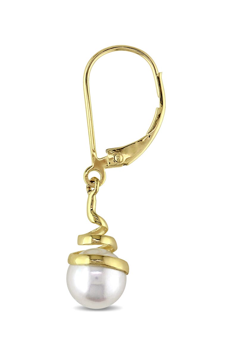 DELMAR 10K Yellow Gold Cultured Pearl Spiral Drop Earrings, Alternate, color, 