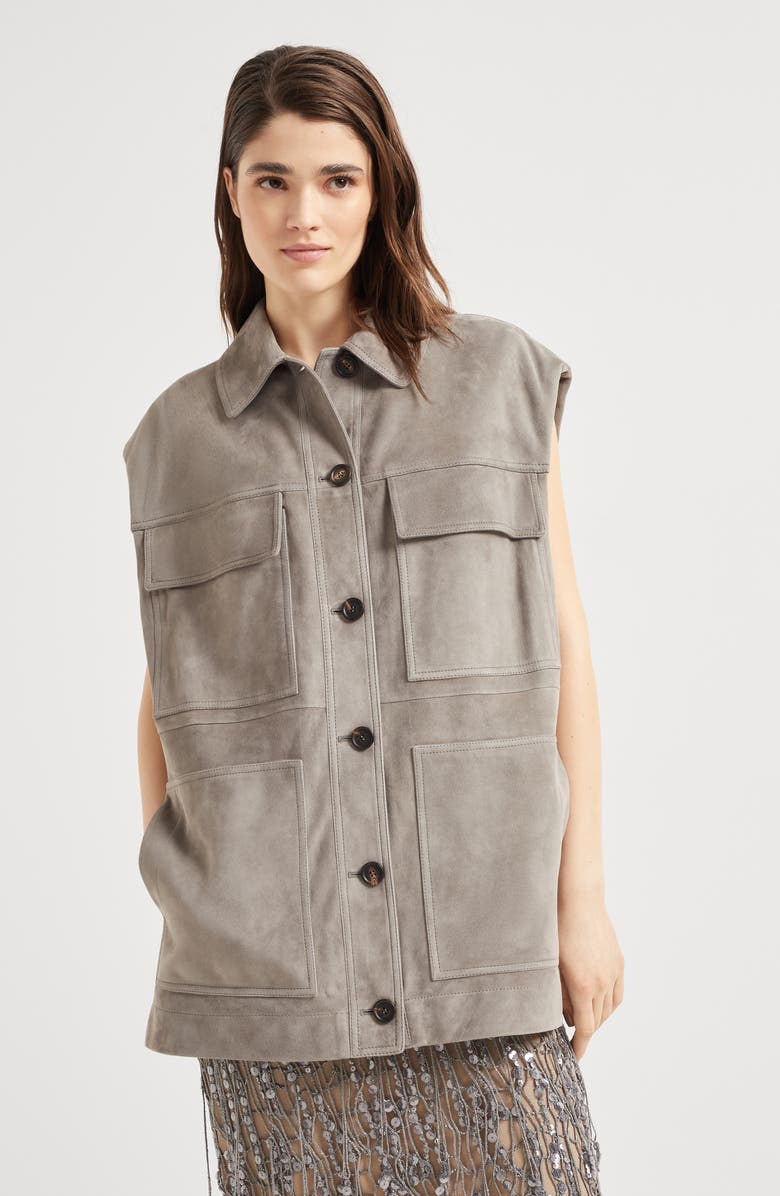 Brunello Cucinelli Couture suede vest, Alternate, color, 