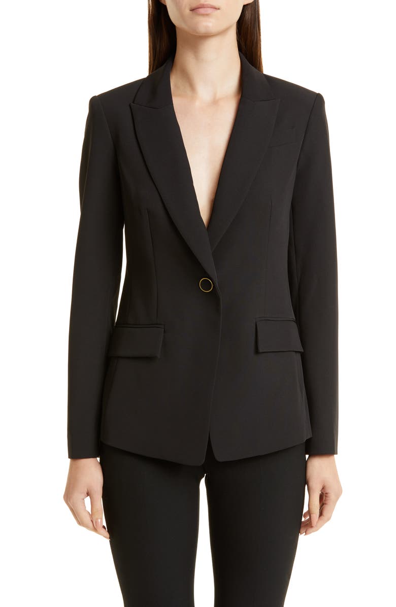 Milly Cady Avery One-Button Blazer, Main, color, Black