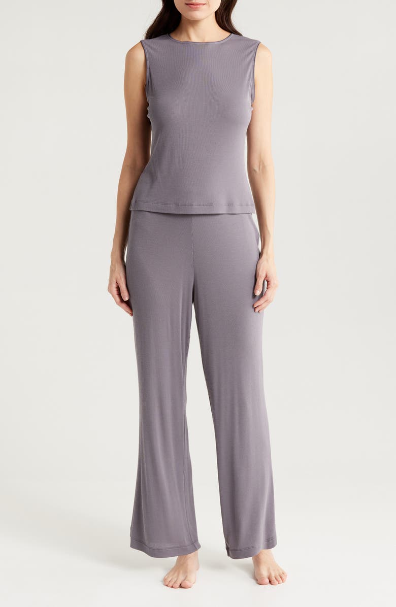 Natori Essentials Sleeveless Rib Pajamas, Main, color, Purple Slate