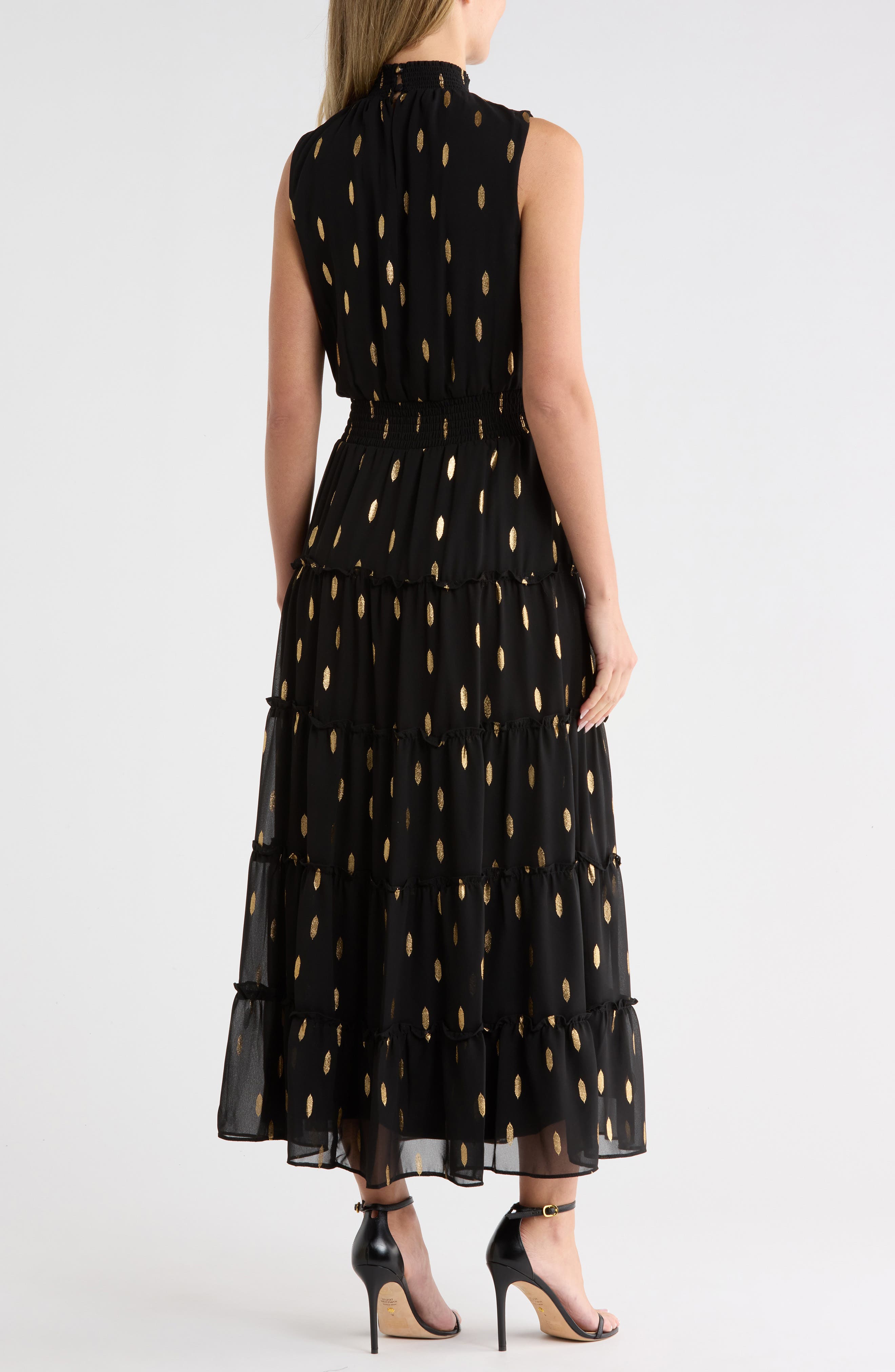 Halogen® Print Smocked Mock Neck Tiered Maxi Dress (Women) | Nordstromrack
