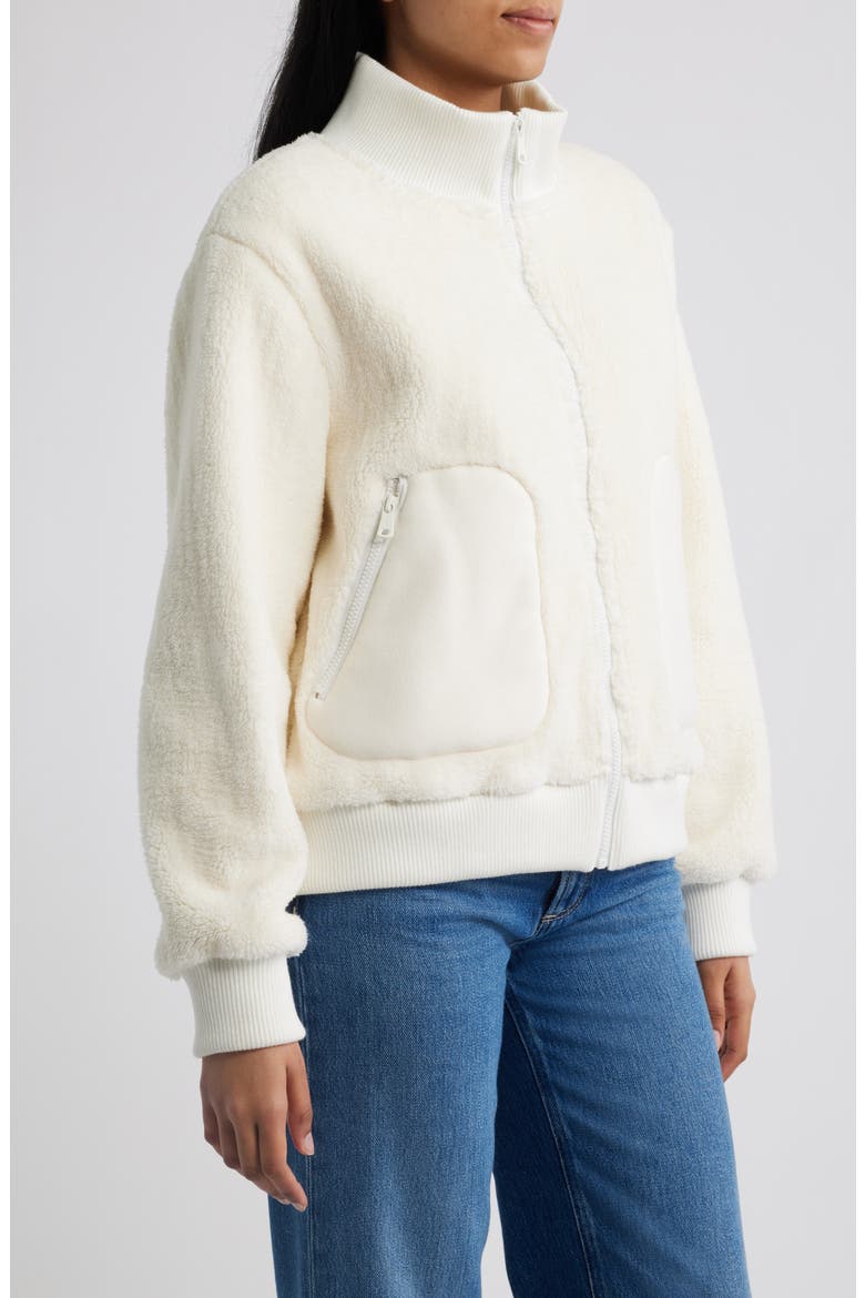 Fleece Bomber Jacket, Alternate, color, CREAM
