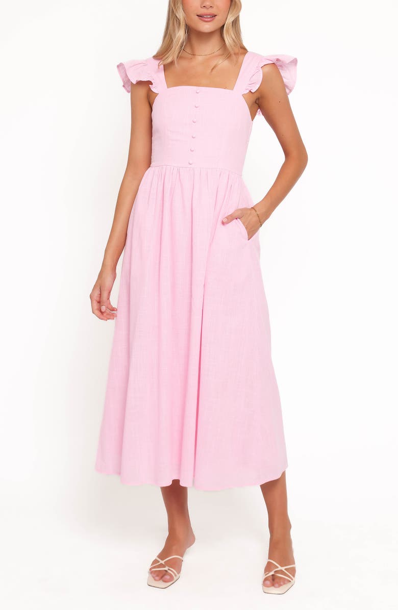 Petal & Pup Tiarne Fit & Flare Midi Dress, Main, color, Pink