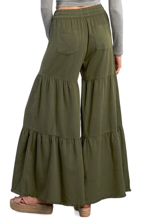 Billy T Fancy Cotton Blend Tiered Pants In Green