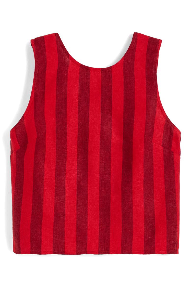 Tie-Back Linen Shell Top, Alternate, color, ENAMEL RED