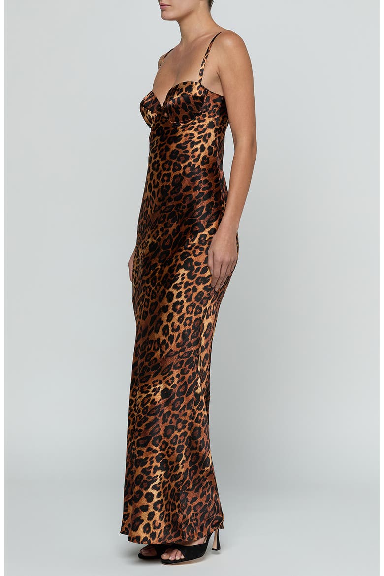 Sayla Bias Cut Silk Maxi Dress, Alternate, color, TAN MULTI JAVAN LEOPARD