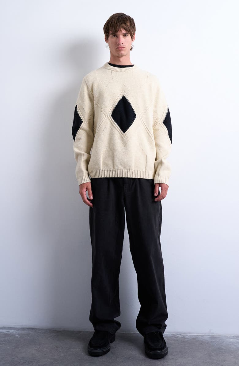 Topman Diamond Sweater, Alternate, color, Ecru