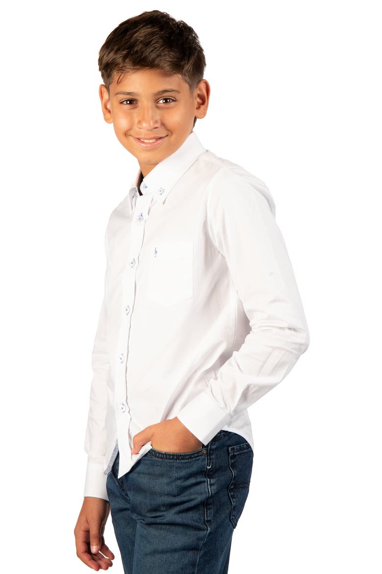 Kids' Oxford Long Sleeve Button Down Shirt, Alternate, color, WHITE