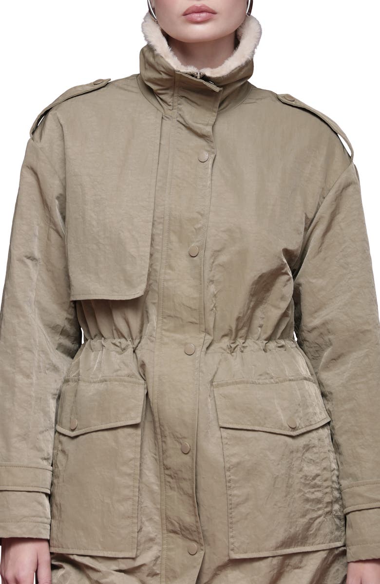 Avec Les Filles Faux Fur Trim Water Resistant Anorak, Alternate, color, Stone