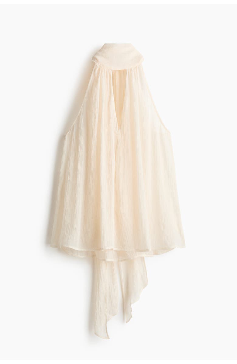 H&M Scarf-collar Chiffon Top, Main, color, Cream