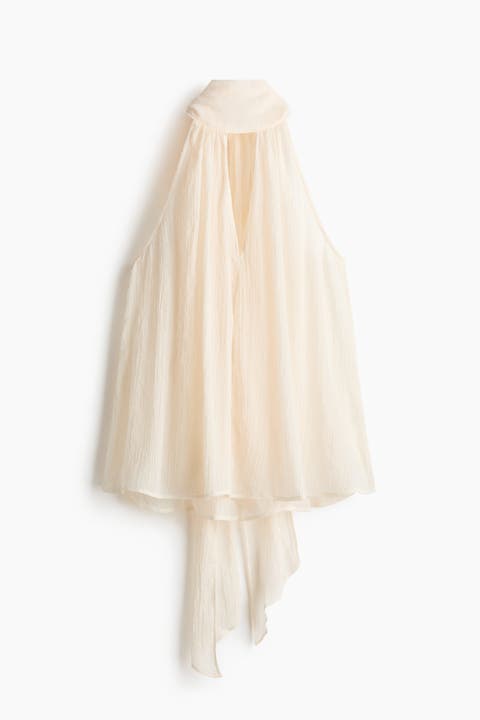 Scarf-collar Chiffon Top