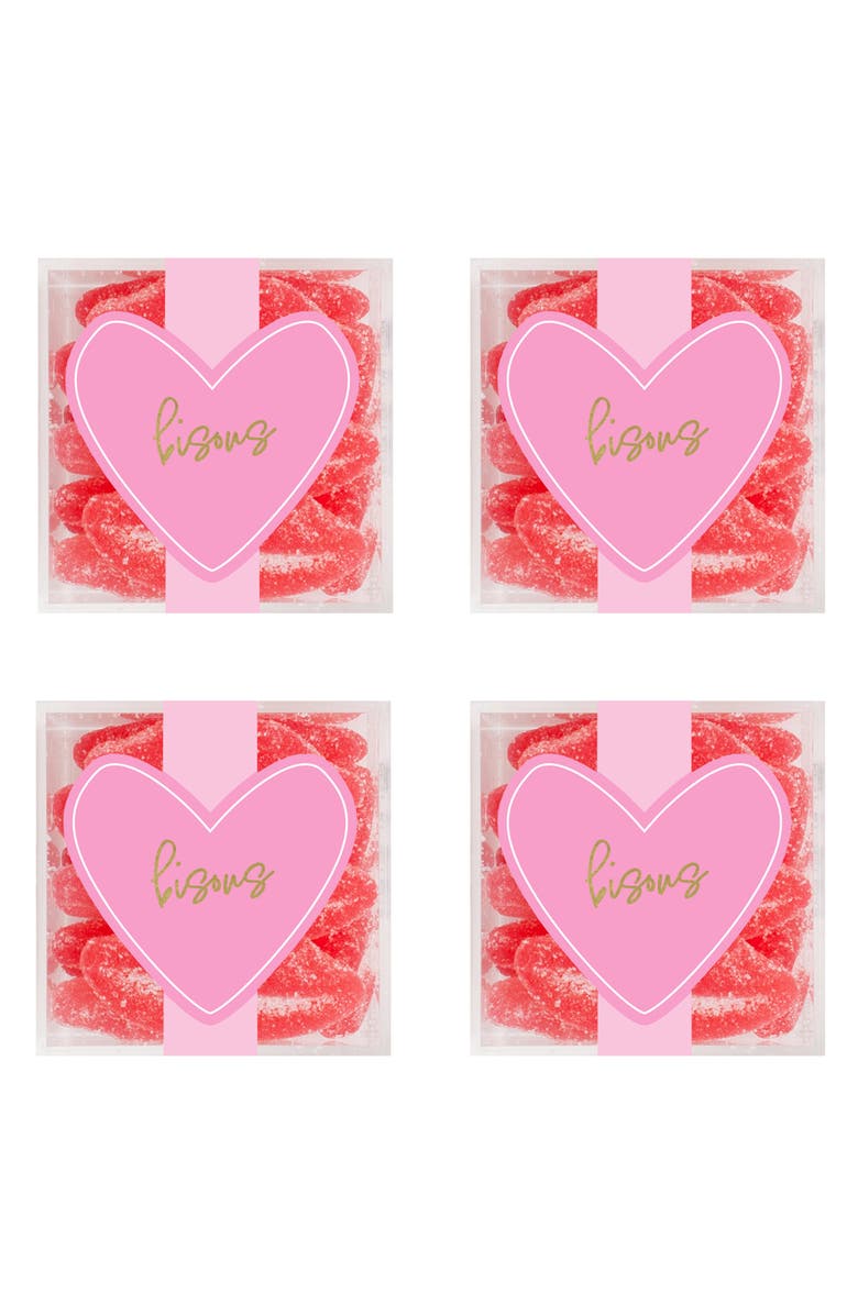 sugarfina Bisous Sugar Lips Set of 4 Small Candy Cubes, Main, color,