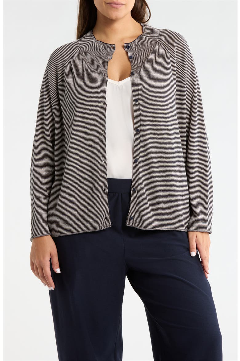 Organic Linen & Organic Cotton Cardigan, Main, color, INK
