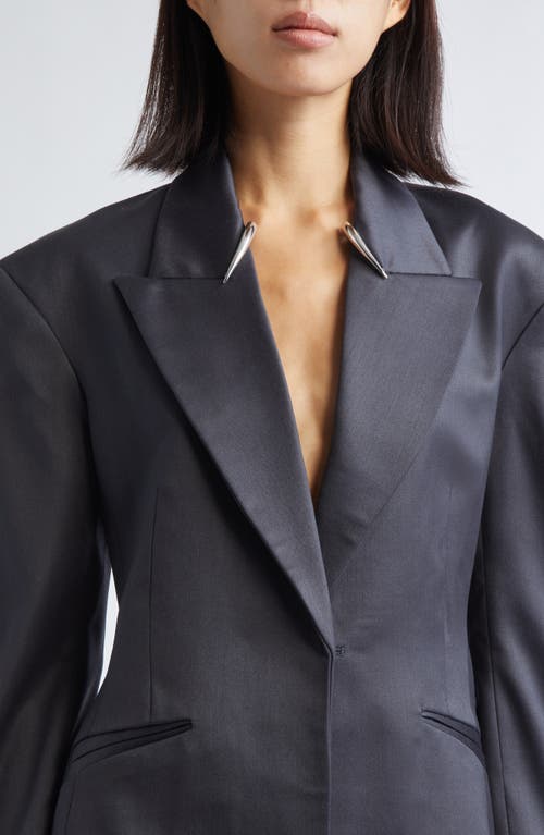Grace Ling Fangs Single Breasted Wool Blend Blazer In Blue