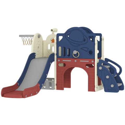 8-in-1 Toddler Slide Set, Hoop, Telescope, Indoor/Outdoor
