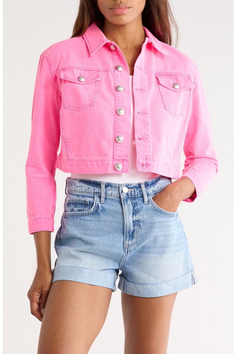 Koda Crop Denim Jacket, Main, color, PINK GLO