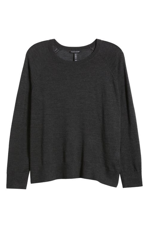 Eileen Fisher Raglan Sleeve Merino Wool Pullover In Black