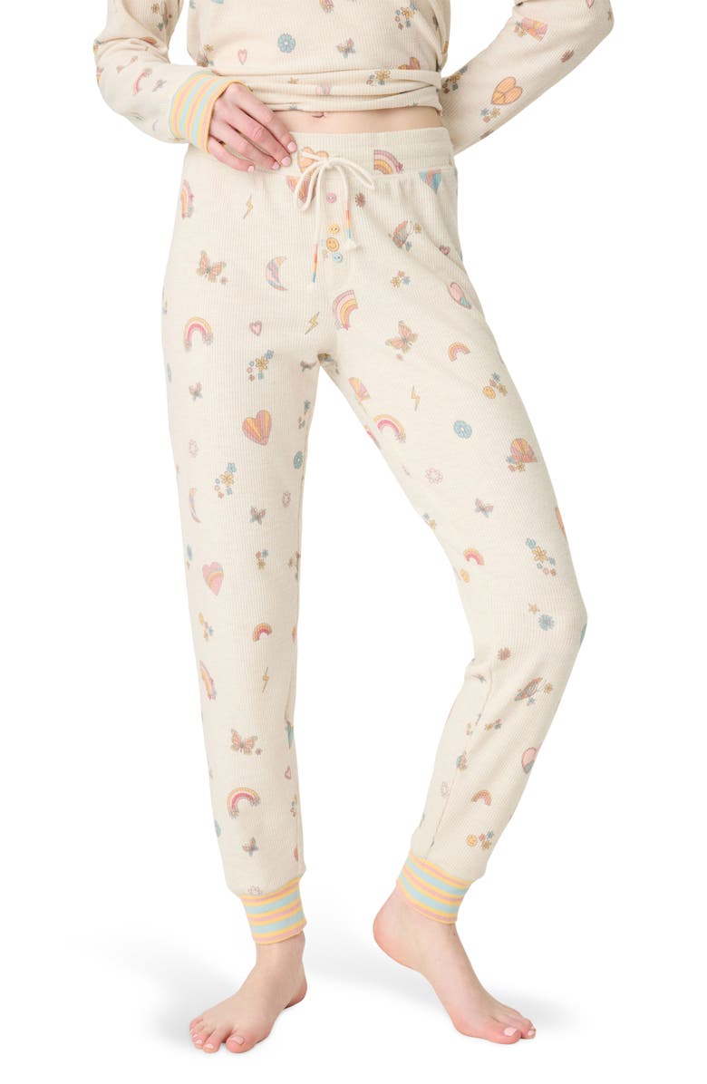 PJ Salvage Sunshine Mind Thermal Knit Lounge Joggers, Main, color, Light Oatmeal