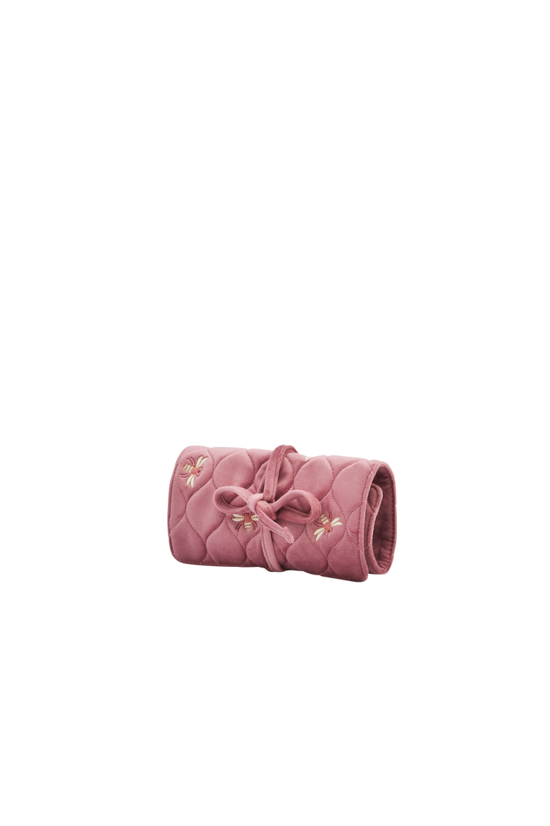 Embroidered Bee Jewelry Roll, Alternate, color, Rose Pink