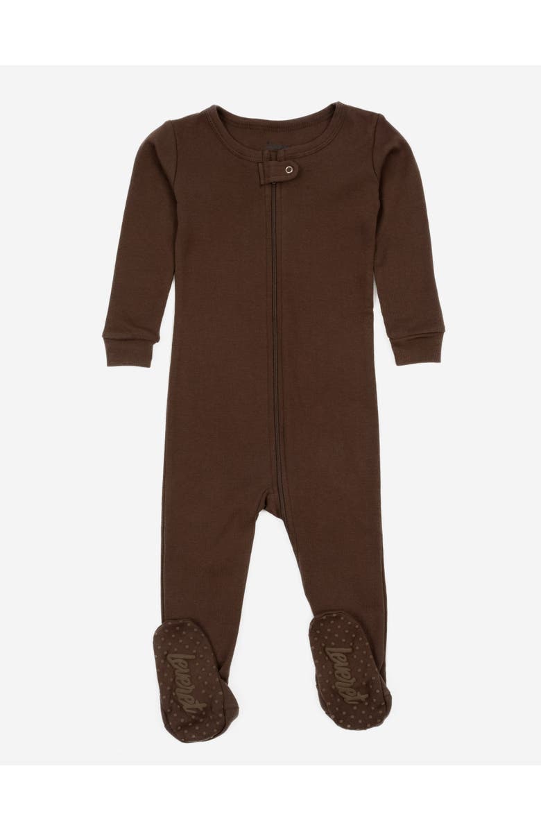 Leveret Footed Solid Cotton Matching Family Pajamas, Main, color, Brown