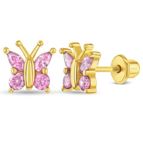 Dainty CZ Plated Butterfly Earrings