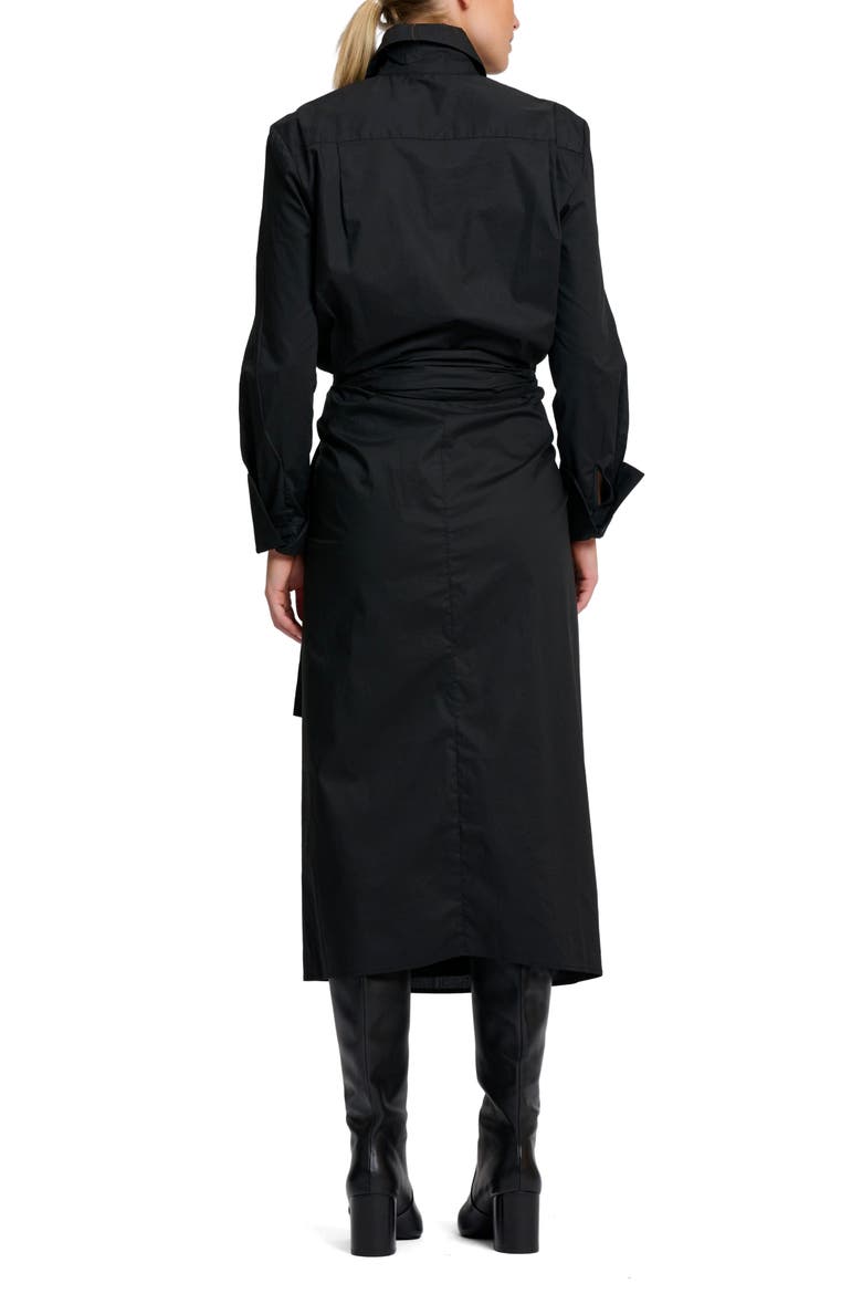 Talita Wrap Tie Waist Midi Shirt Dress, Alternate, color, BLACK