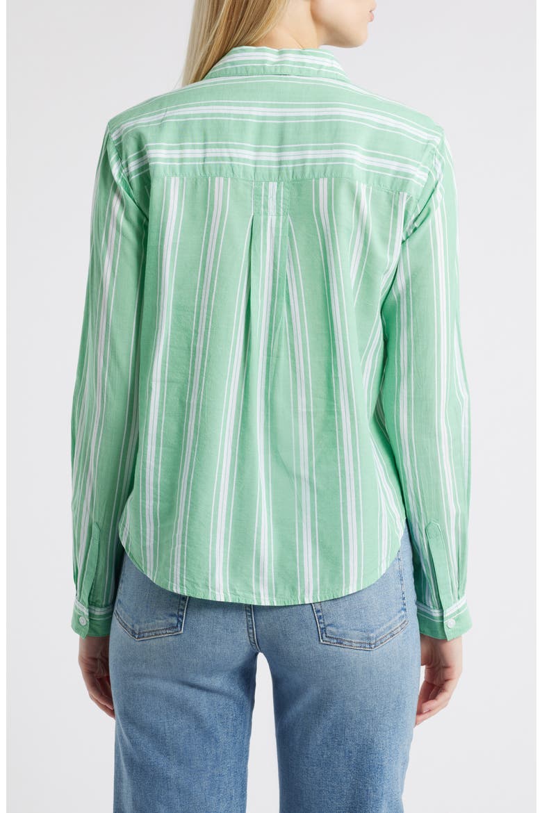 Candy Stripe Cotton Blend Button-Up Shirt, Alternate, color, LAWN GREEN