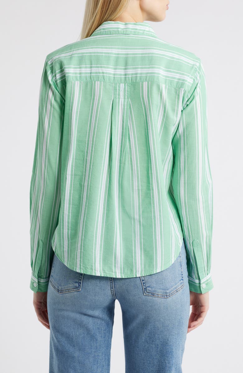 beachlunchlounge Candy Stripe Cotton Blend Button-Up Shirt, Alternate, color, Lawn Green
