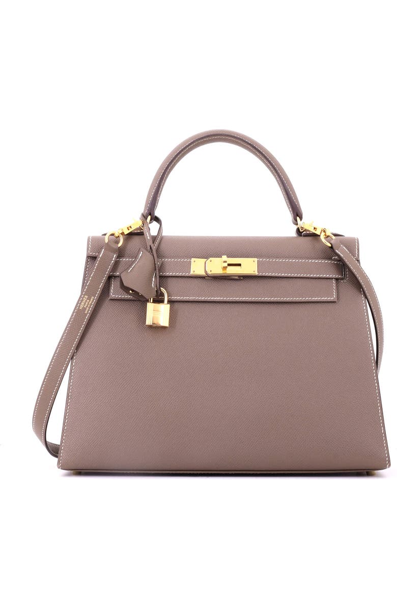 Pre-Owned Hermes Kelly Handbag Grey Epsom with Gold Hardware 28, Main, color, Etoupe