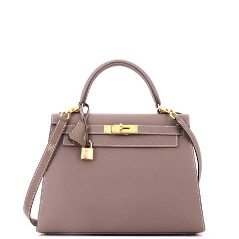 Kelly Handbag Grey Epsom with Gold Hardware 28