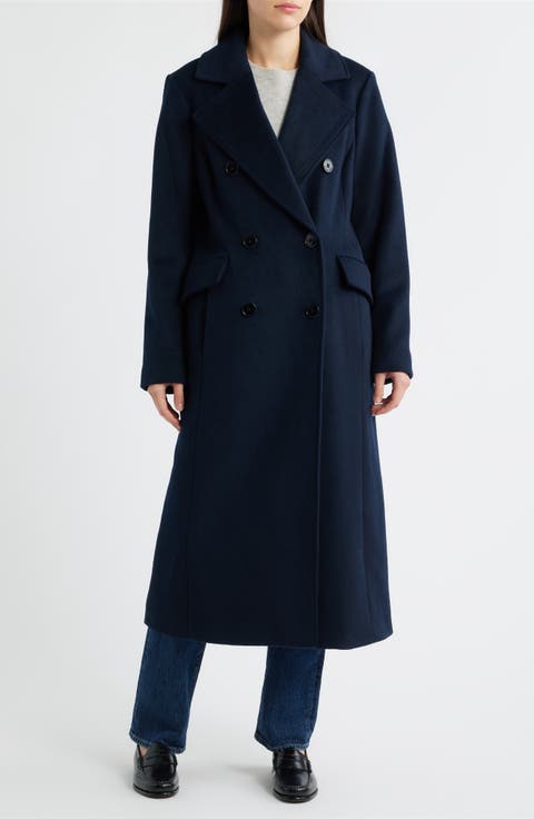 Double Breasted Wool Blend Coat