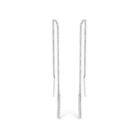 10K White Gold 1/10 Cttw Diamond Threader Earrings