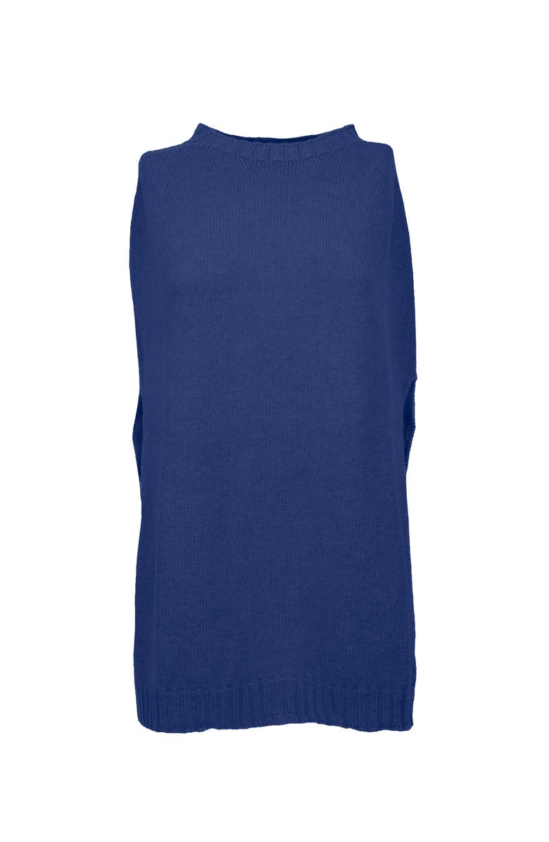 Monticelli Cashmere Pure Cashmere Crew Neck Poncho, Main, color, Melange Blue