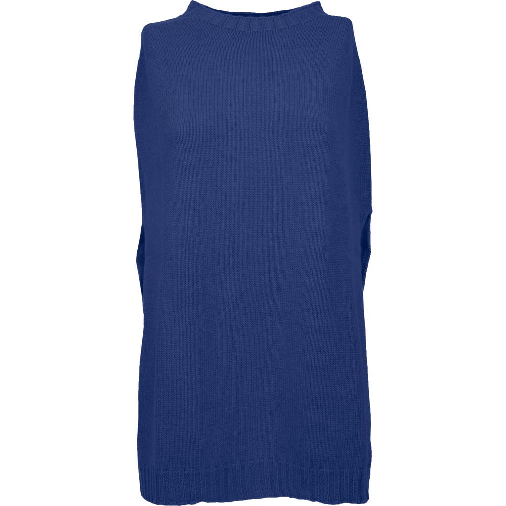 Monticelli Cashmere Pure Cashmere Crew Neck Poncho In Blue