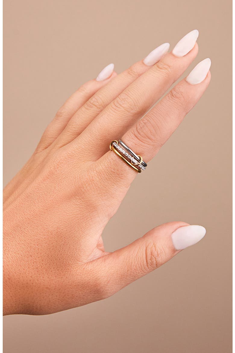 Edda Cubic Zirconia Statement Linked Stacking Ring, Alternate, color, DUAL TONE