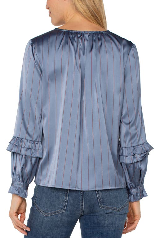 Liverpool Los Angeles Stripe Satin Top In Blue