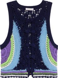 Ramy Brook Adriana Crop Cotton Crochet Vest