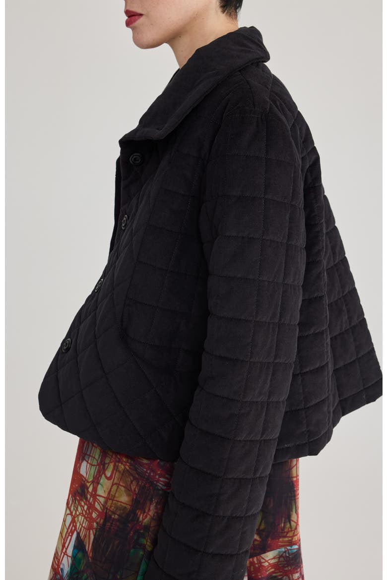 Fleur Quilted Velvet Jacket, Alternate, color, Black