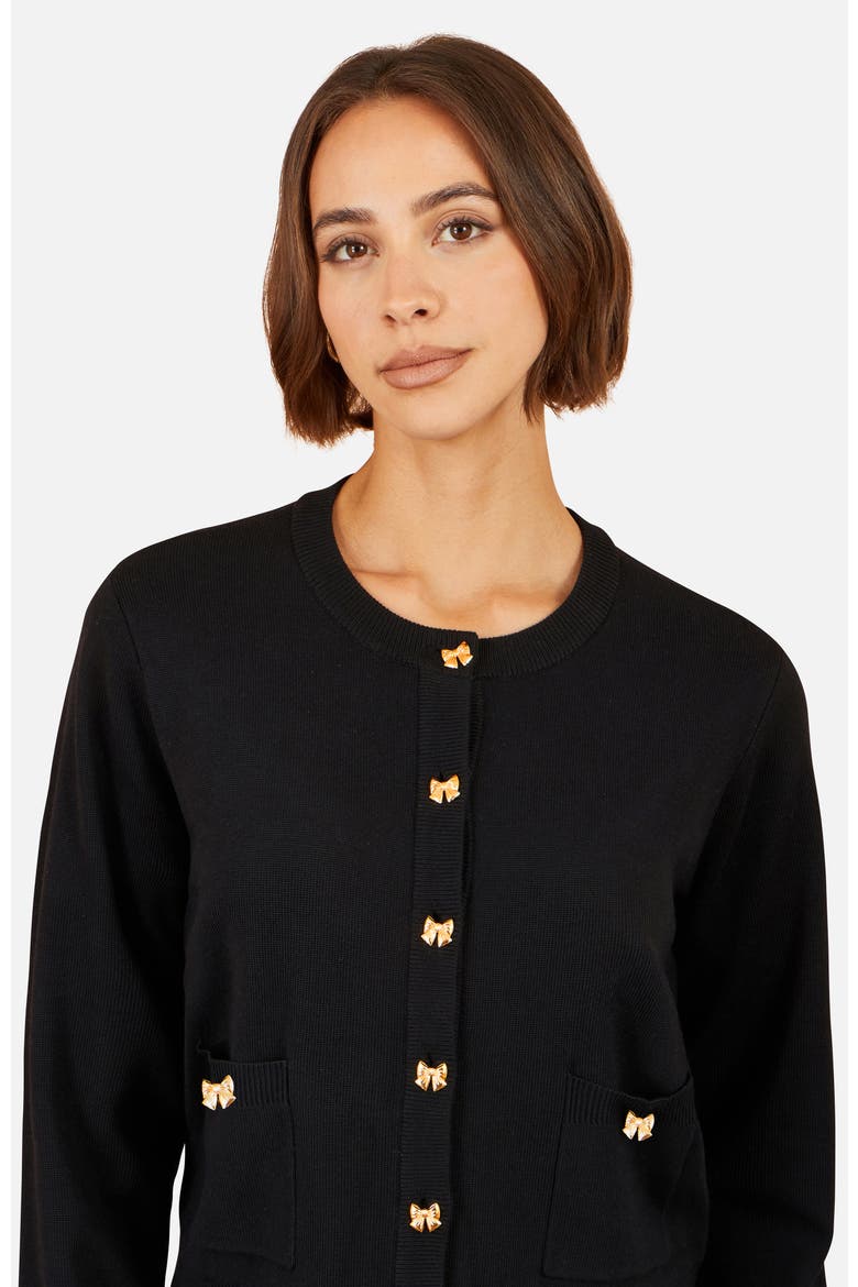 Bow Button Cardigan, Alternate, color, Black