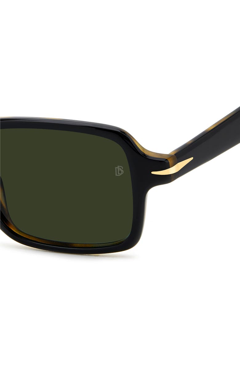 David Beckham Eyewear 51mm Rectangular Sunglasses, Alternate, color, Black Havana/ Green