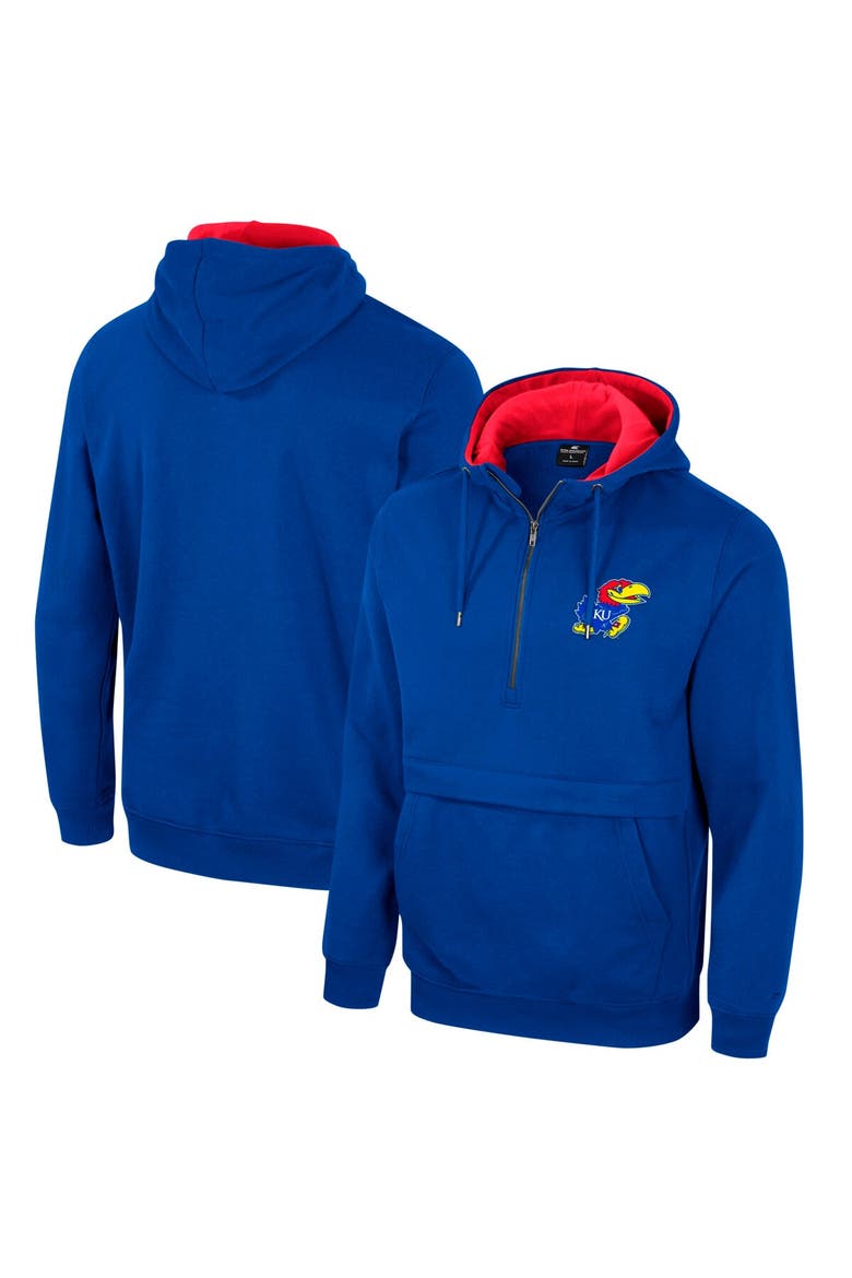 Men's Colosseum Royal Kansas Jayhawks Half-Zip Hoodie, Alternate, color, Royal