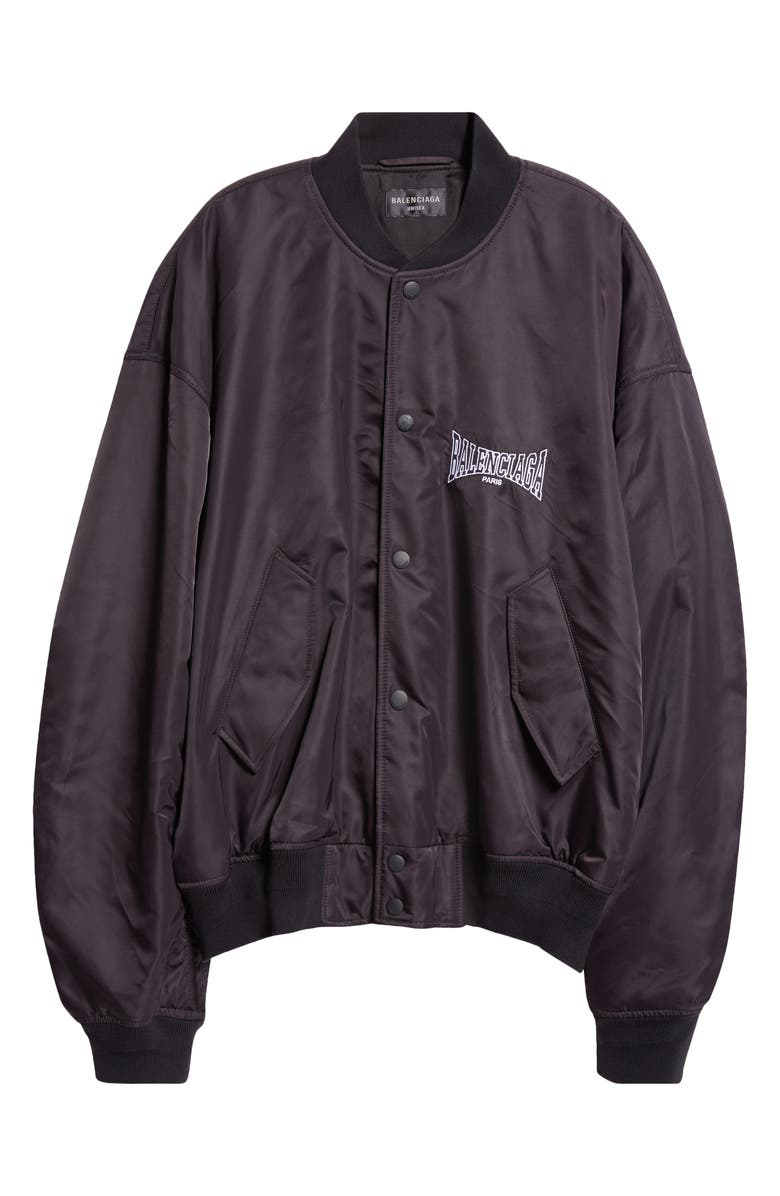 Balenciaga Oversize Nylon Varsity Jacket, Alternate, color, 