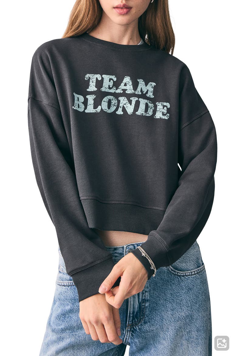 Oversize Crop Graphic Sweatshirt, Main, color, CHARCOAL