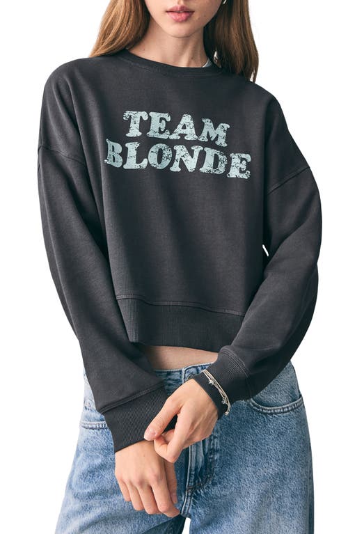 Mango Teen Oversize Crop Graphic Sweatshirt In Black