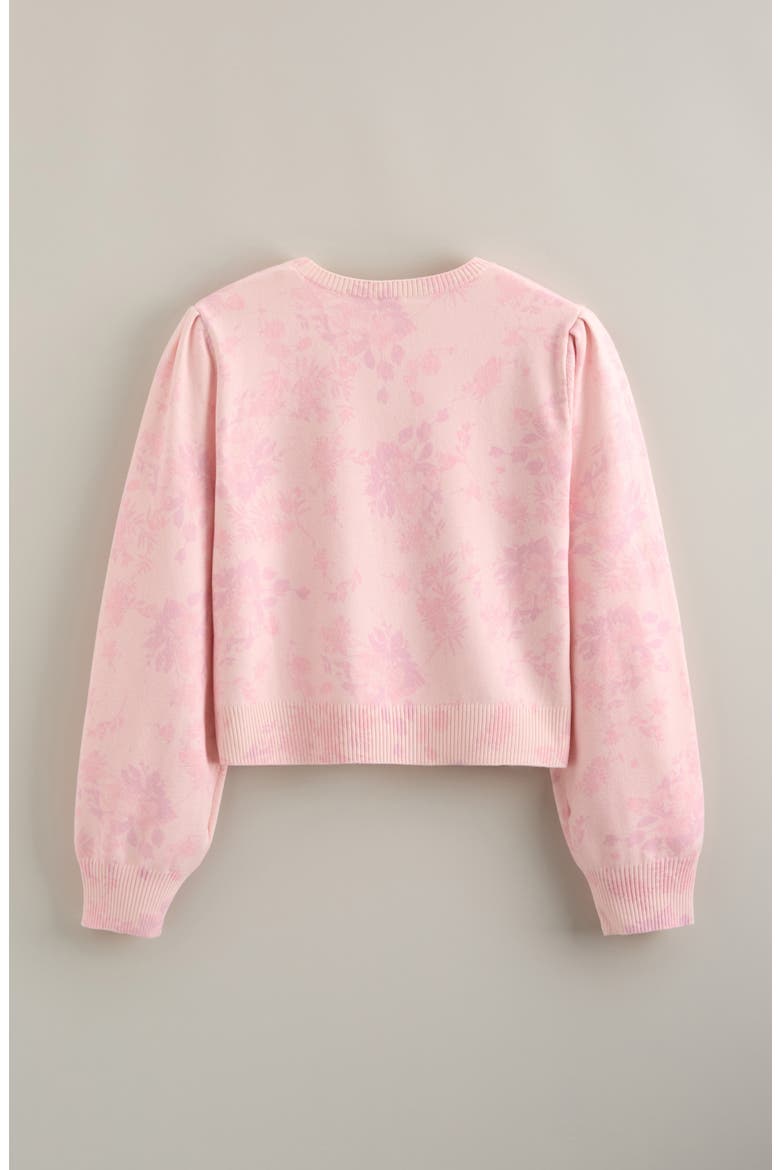 Kids' Puff Sleeve Intarsia Knit Sweater, Alternate, color, PINK SODA WINDSWEPT FLORAL