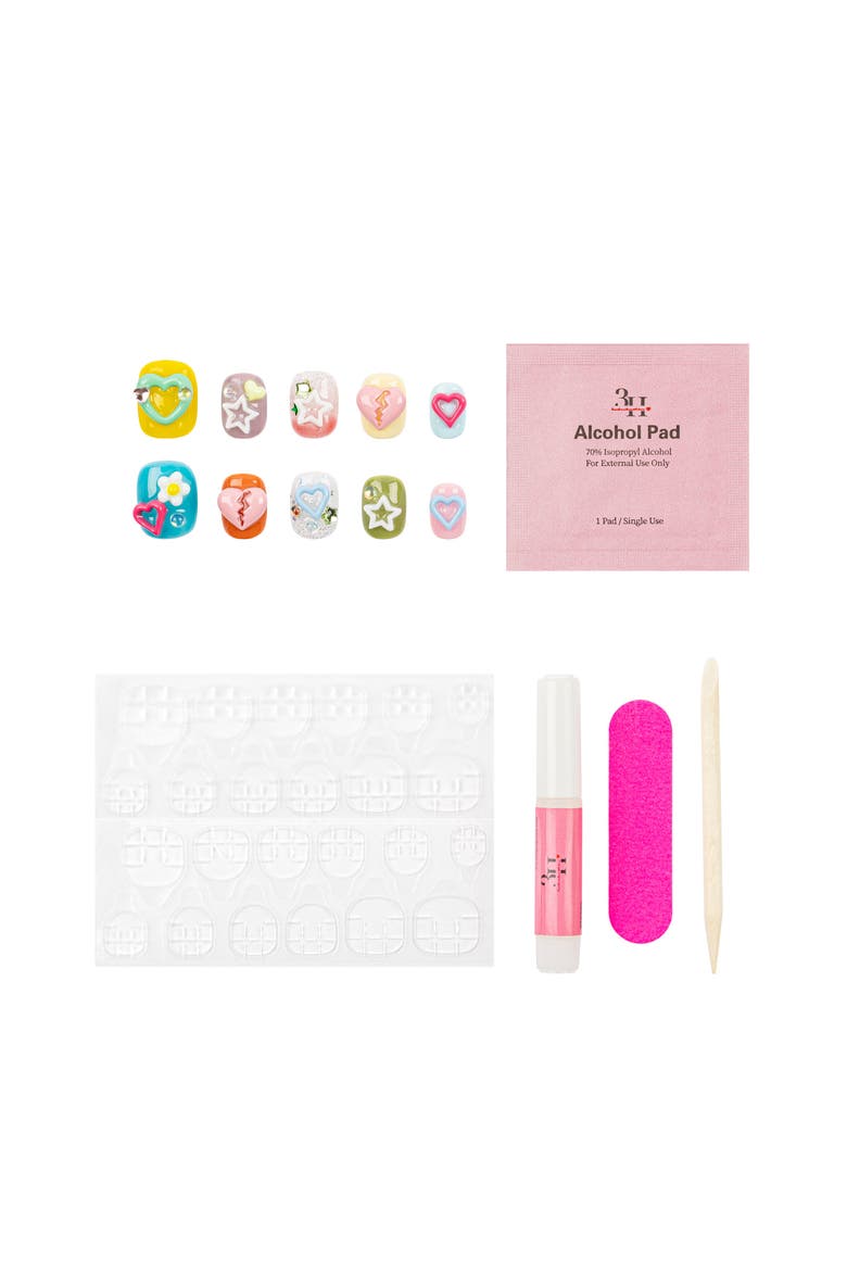 Kawaii Star Luxury Handmade Press On Nails, Alternate, color, Multicolor