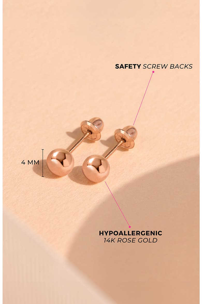 14k Classic Ball Earrings, Alternate, color, Rose Gold